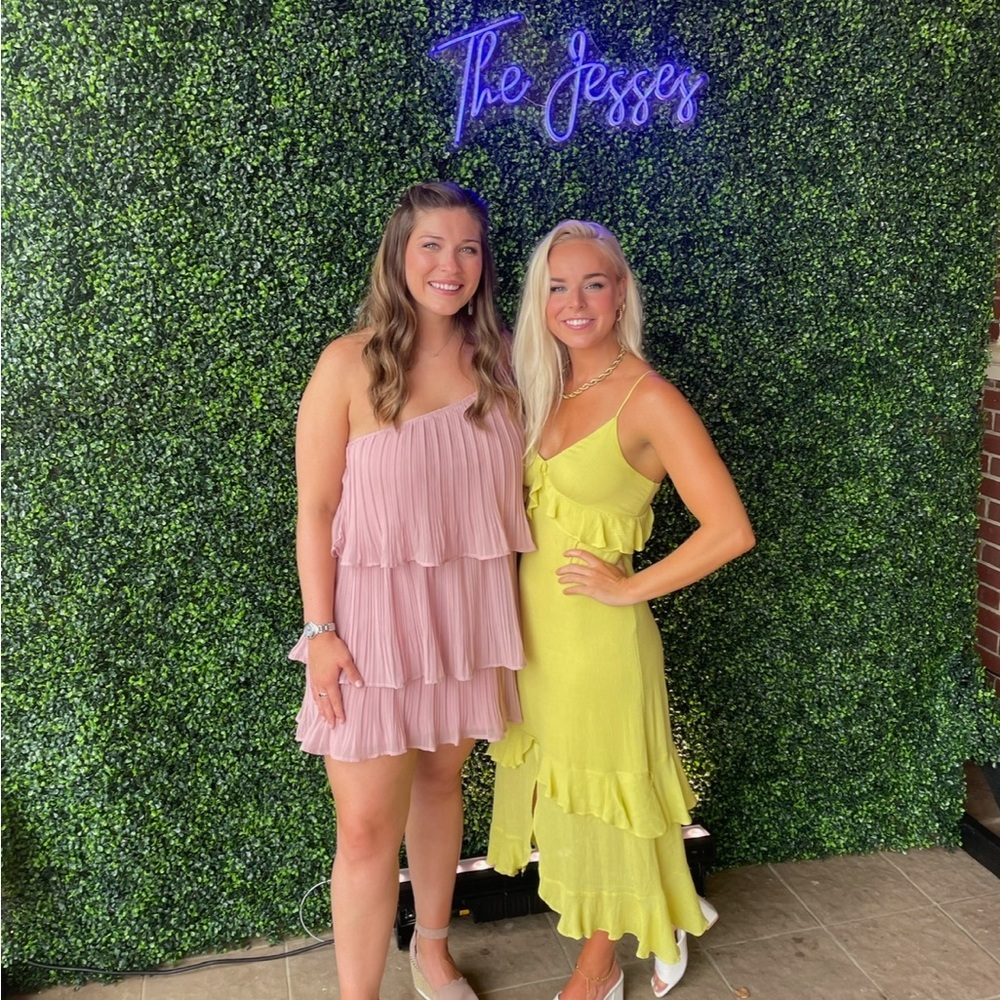 Lulus Island Time Lime Green Ruffled Midi Dress